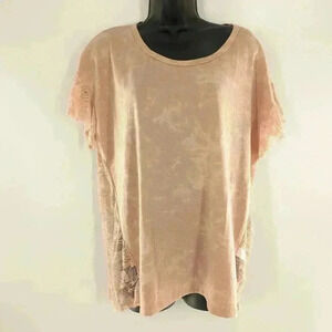 voice of california Women's Size Medium Peach Orange Blouse With Crochet Back